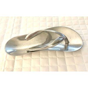 Silver Flip Flop Trinket Dish - 9-1/2", Left Foot